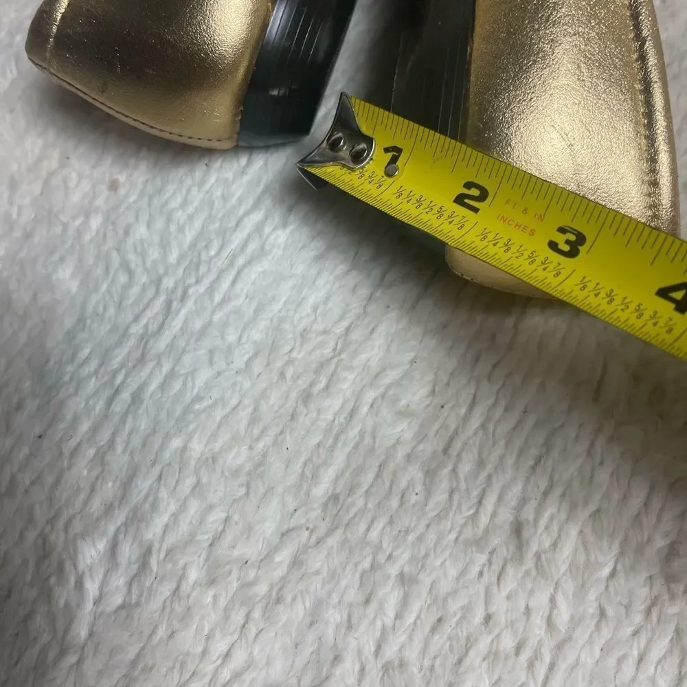 Tic Tac Toe leather Gold wedge slip on SZ8M